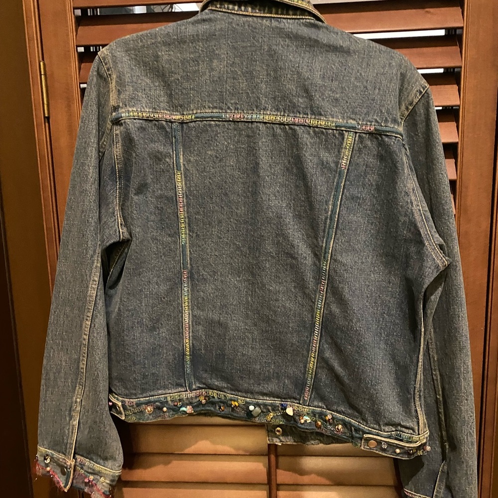 Mary Frances Blue Denim Jacket with Colorful Embellishments - Picture 5 of 9